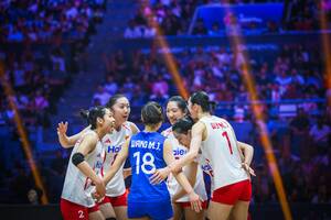 ４戦連続のストレート勝ちで準決勝に進んだ中国女子（（C）VolleyballWorld）